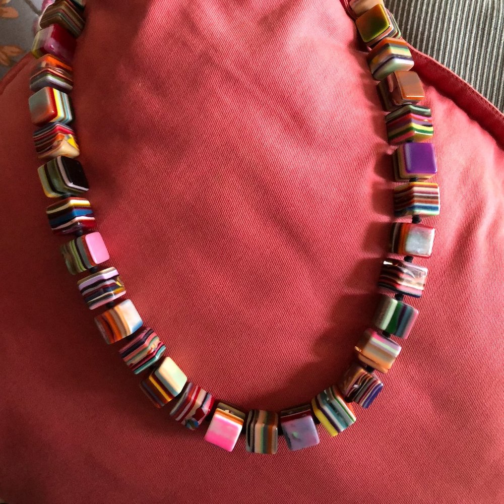 Vintage Sobral Op Art Multi-Colored Necklace